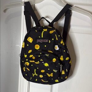 NWOT Jansport Kids Mini Backpack - Black with Yellow Floral Print